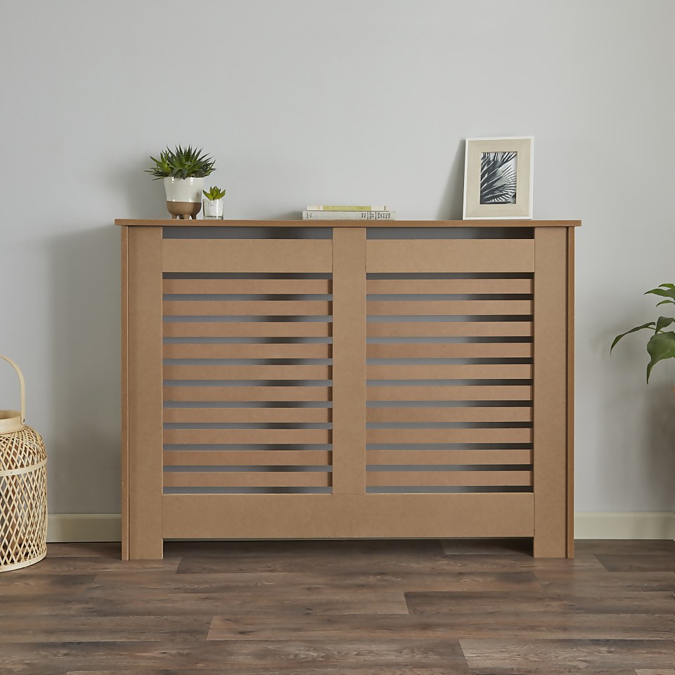 Lloyd Pascal Radiator Cover with Horizontal Slatted Design in Natural with Raw Finish - Medium