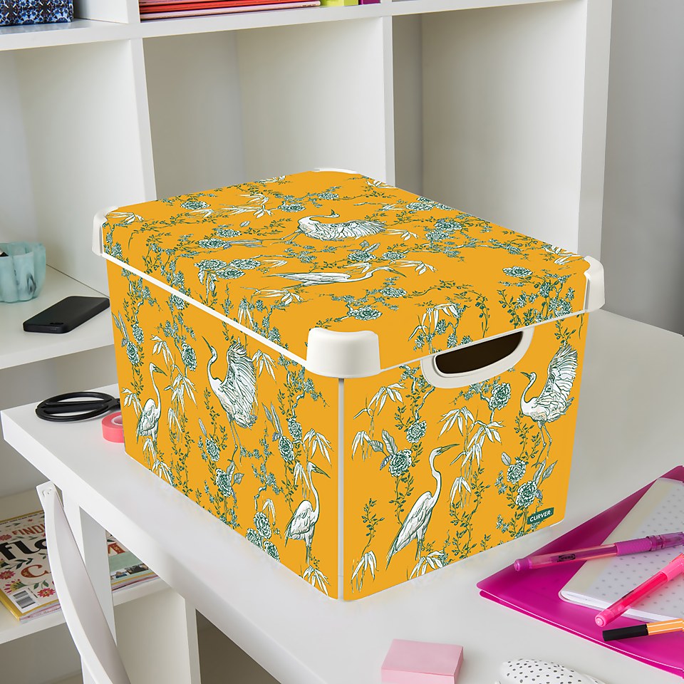 Curver Stockholm Stork Deco Storage Box Yellow 22L Homebase