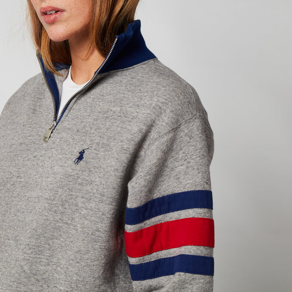Polo Ralph Lauren Women's Quarter Zip Logo Sleeve Sweatshirts - Dark  Vintage Heather - XS | Coggles