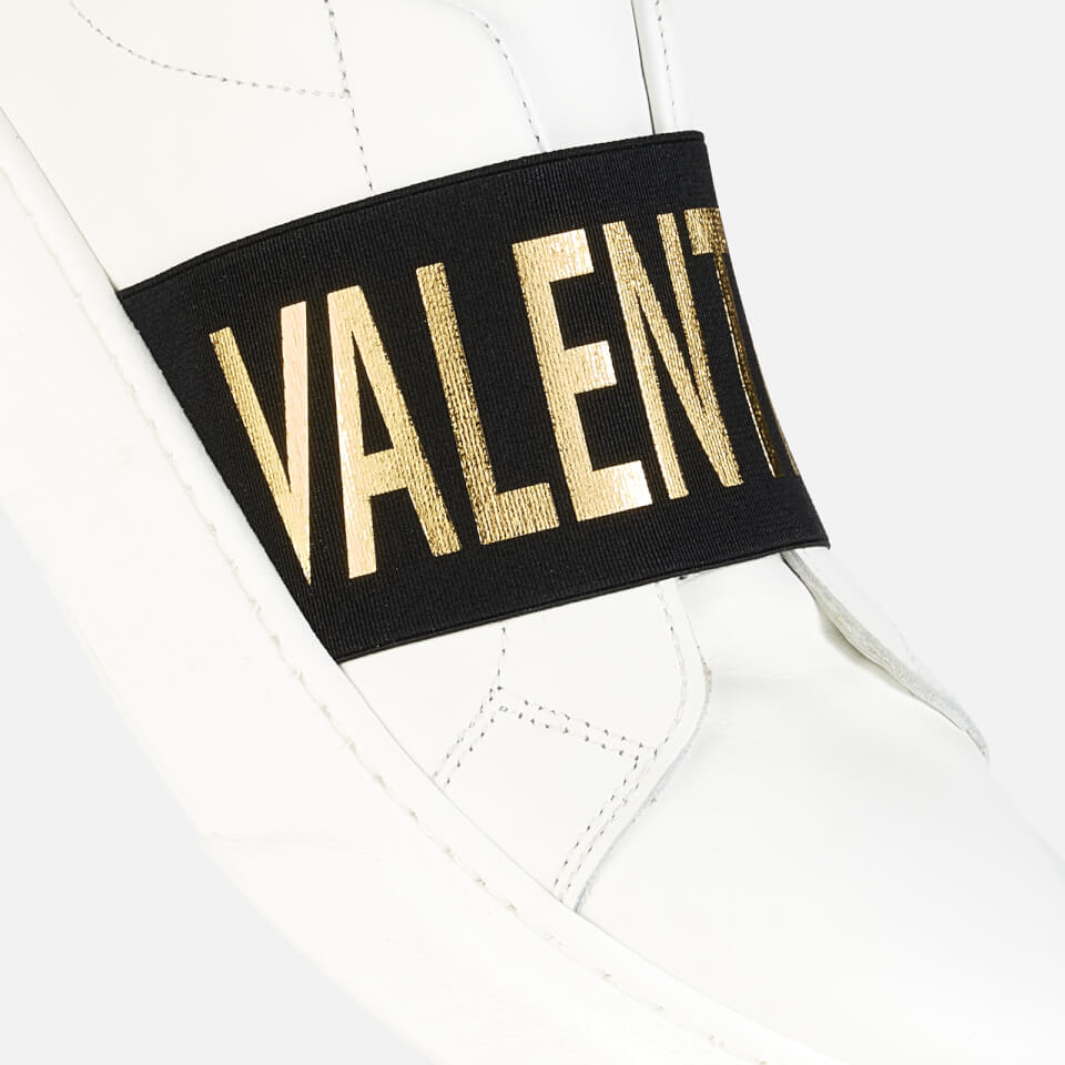 Valentino Leather Elastic Slip-On Trainers - White | Worldwide Delivery |