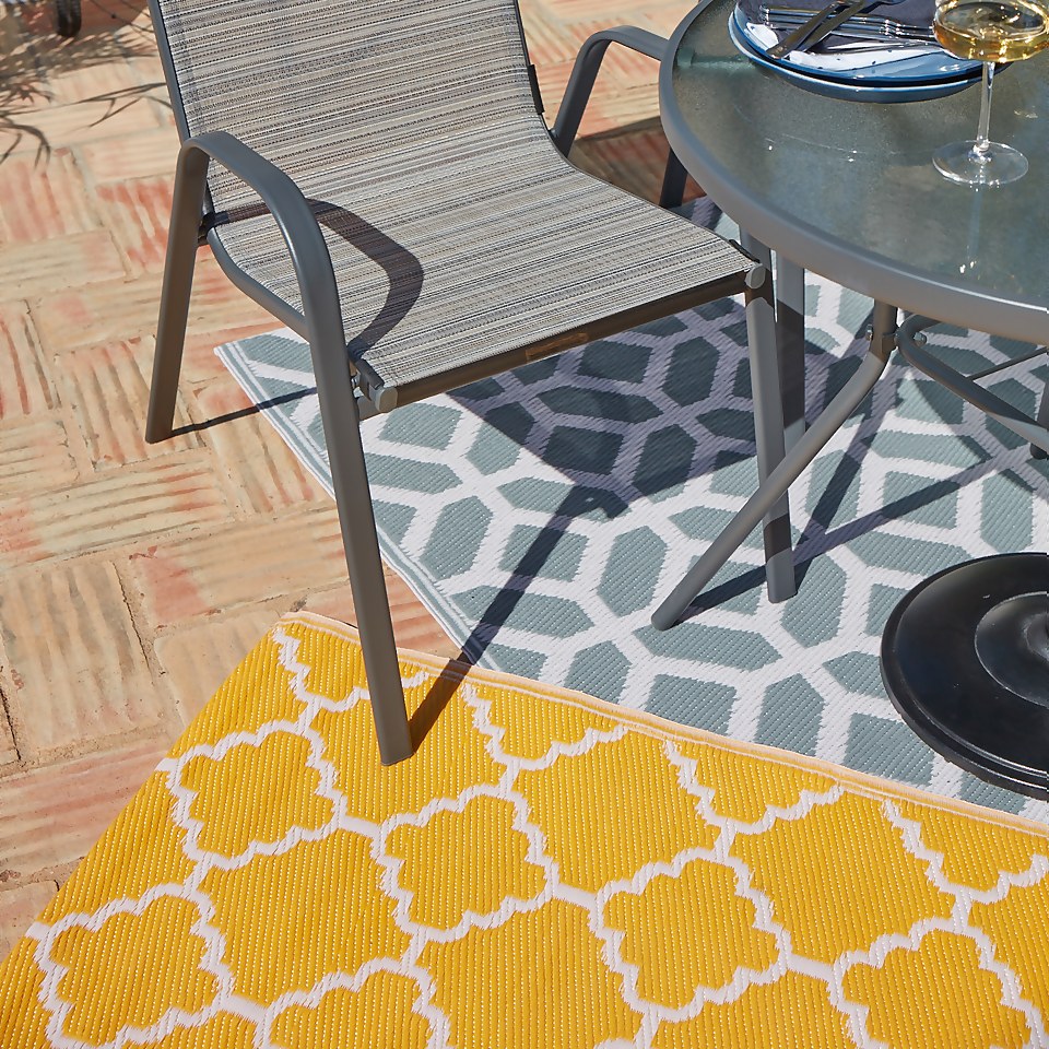 Homebase Outdoor Rug Yellow Pattern Medium Homebase