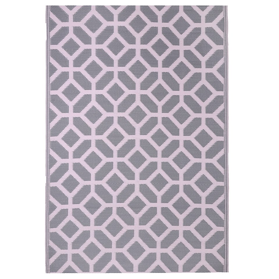 Homebase Outdoor Rug Grey Geometric Medium Homebase