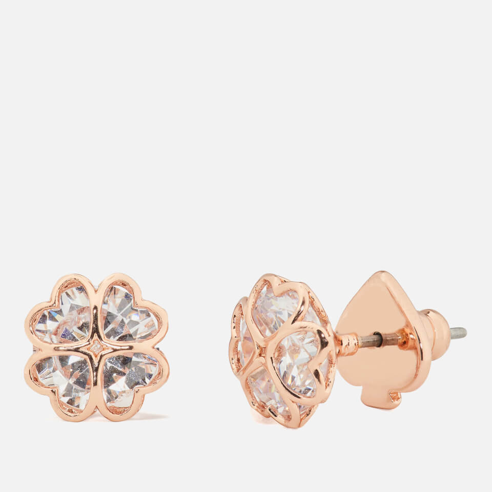Kate Spade New York Women's Sparkly Spade Studs - Clear/Rosegold