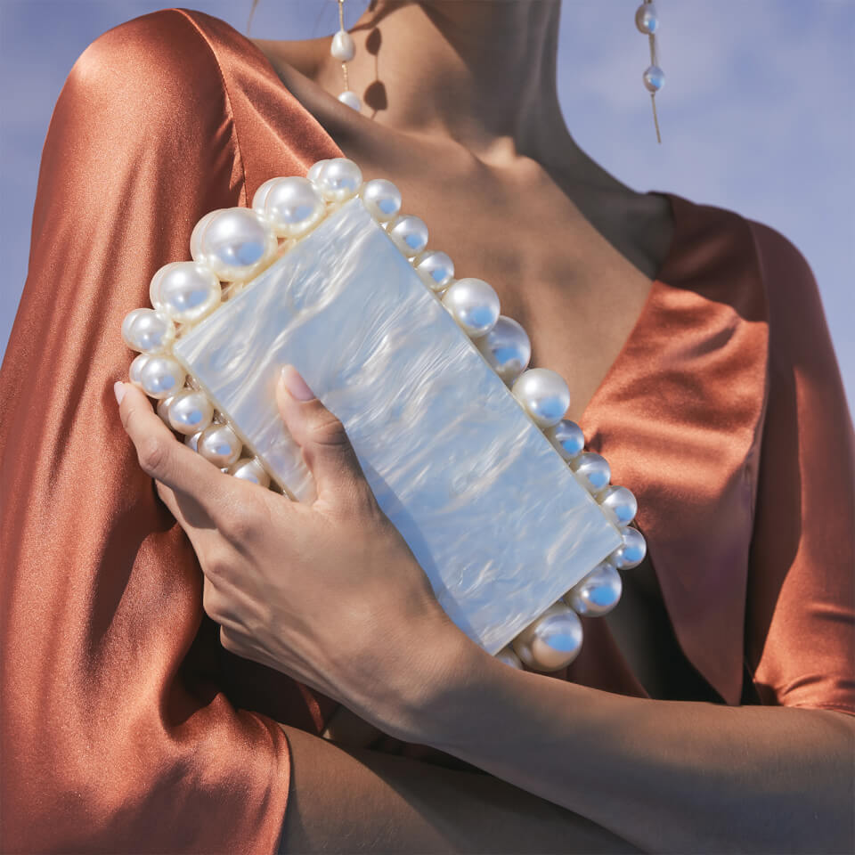 Cult Gaia Eos Marbled Acrylic Clutch Bag