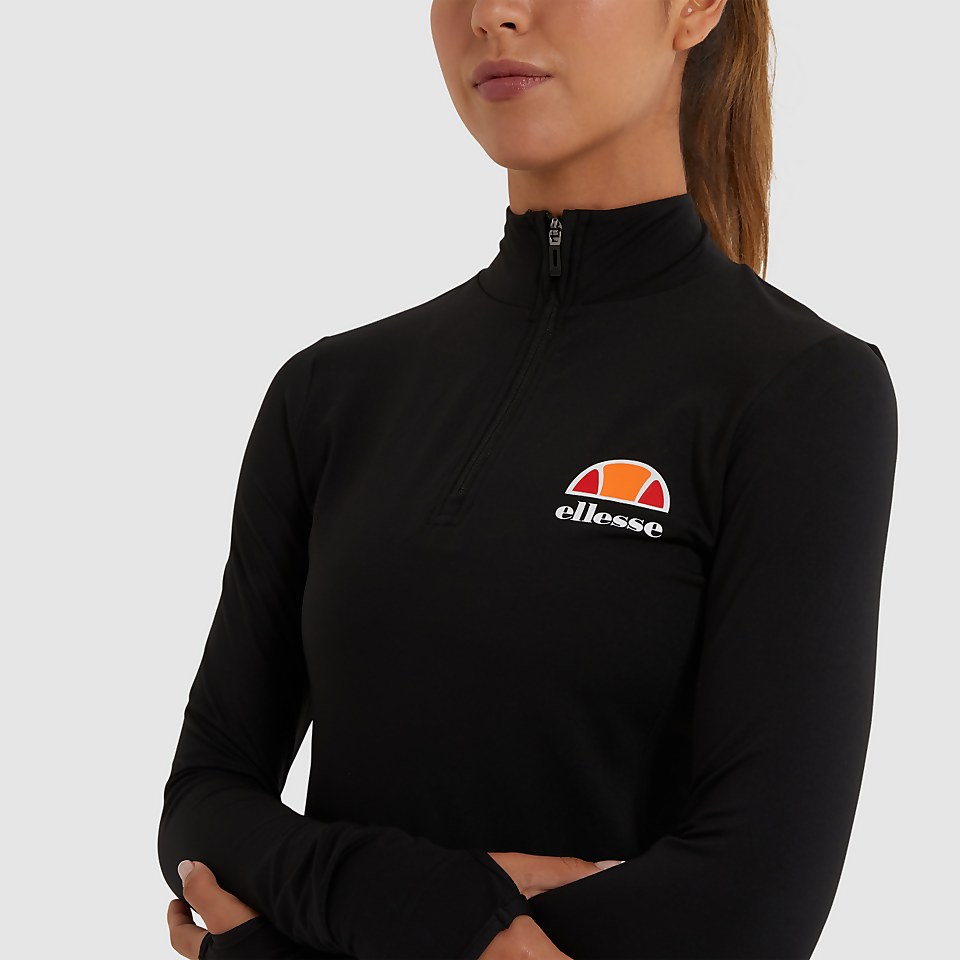 Sofira 1/4 Reißverschluss Top Schwarz für Damen