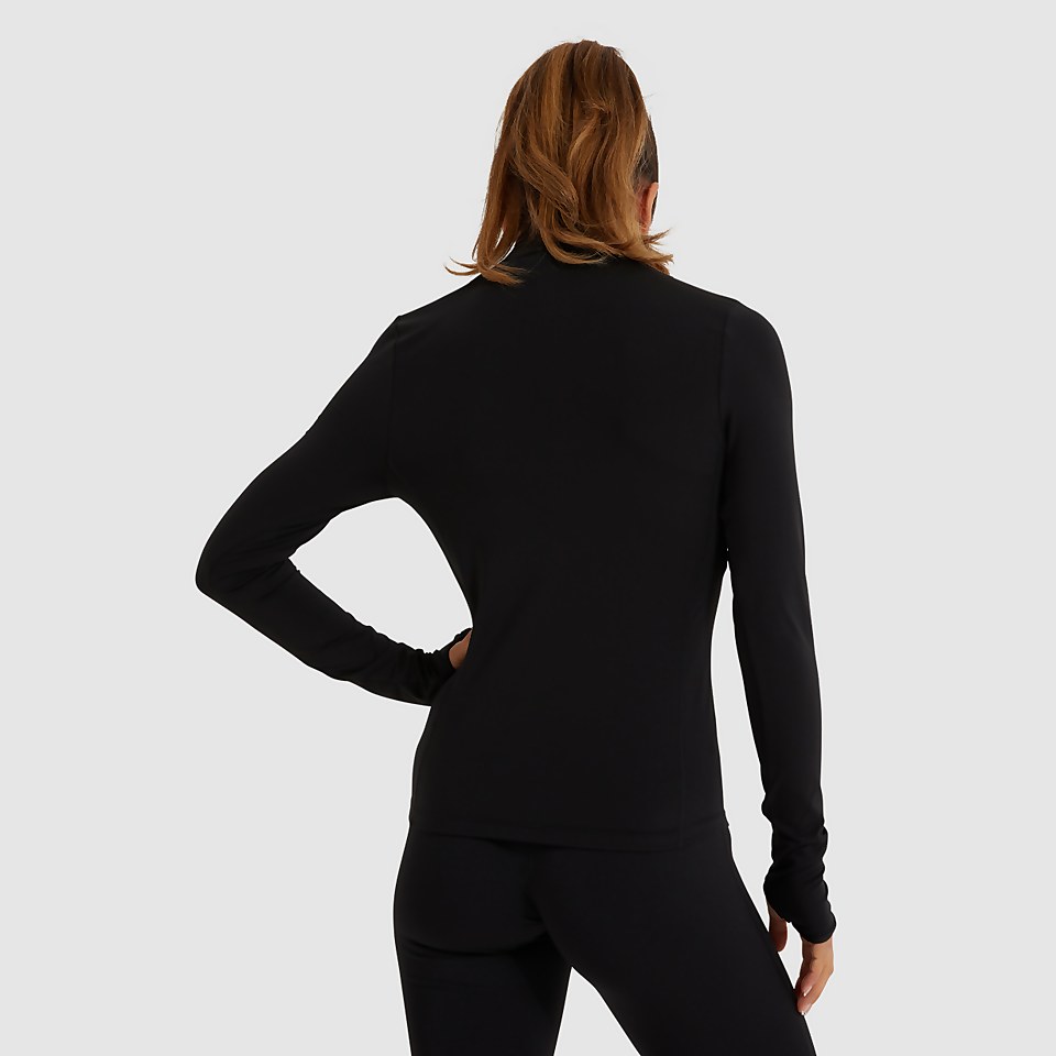 Sofira 1/4 Reißverschluss Top Schwarz für Damen