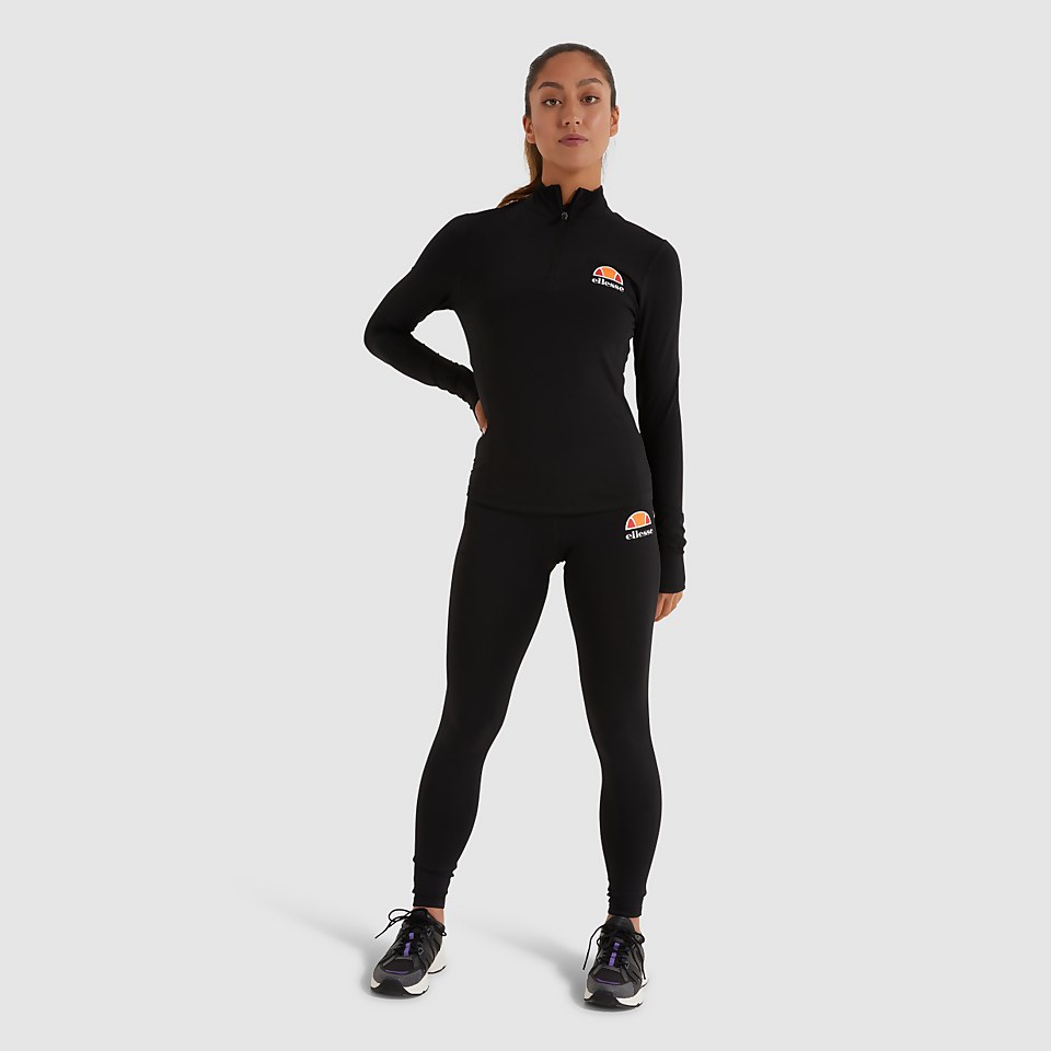 Sofira 1/4 Reißverschluss Top Schwarz für Damen