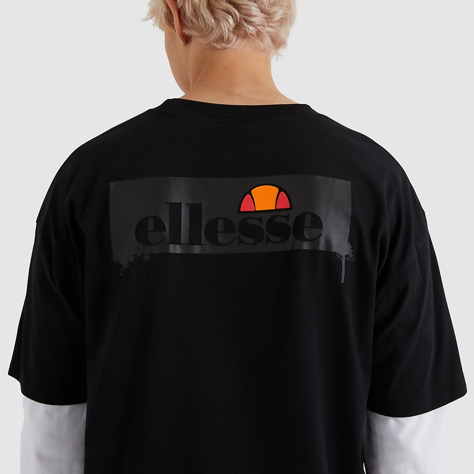 Doubled Langarm-T-Shirt Schwarz