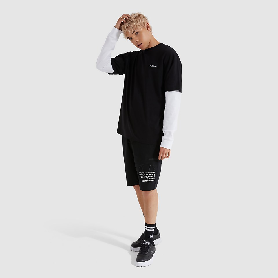 Doubled Langarm-T-Shirt Schwarz