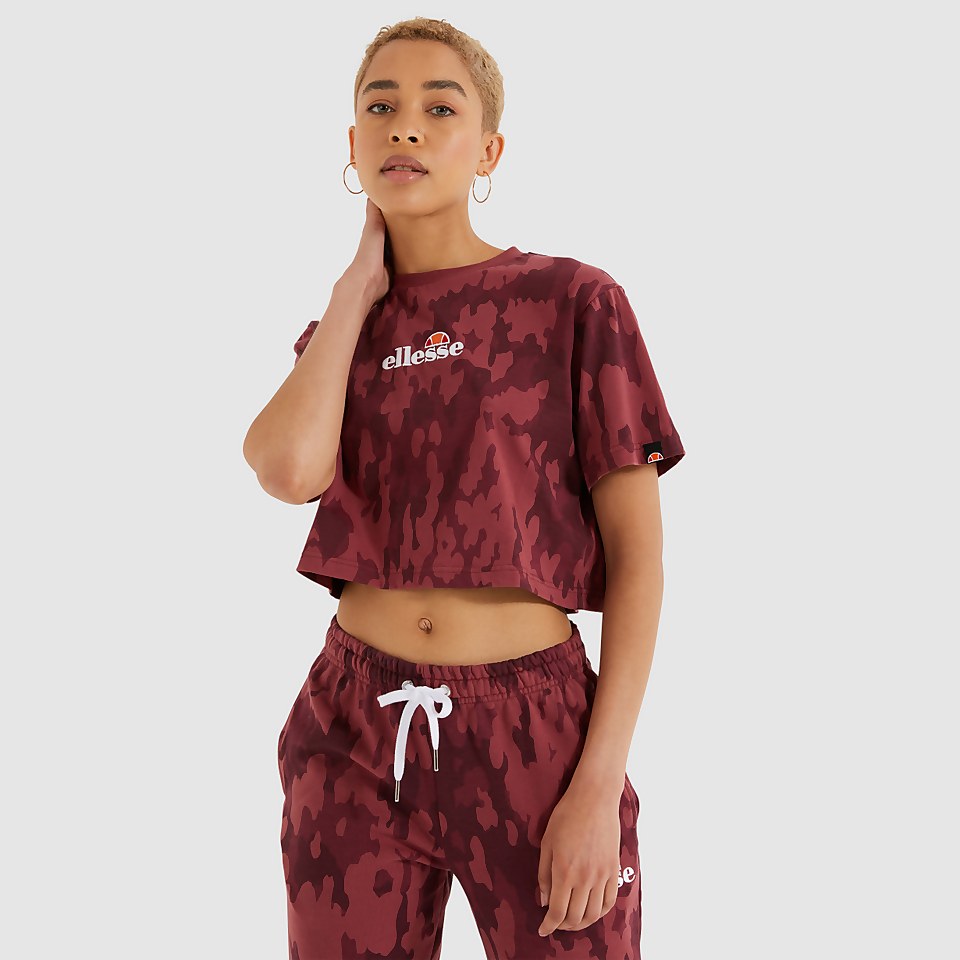 Women's Fireball Cropped T-Shirt Camo Dark Purple