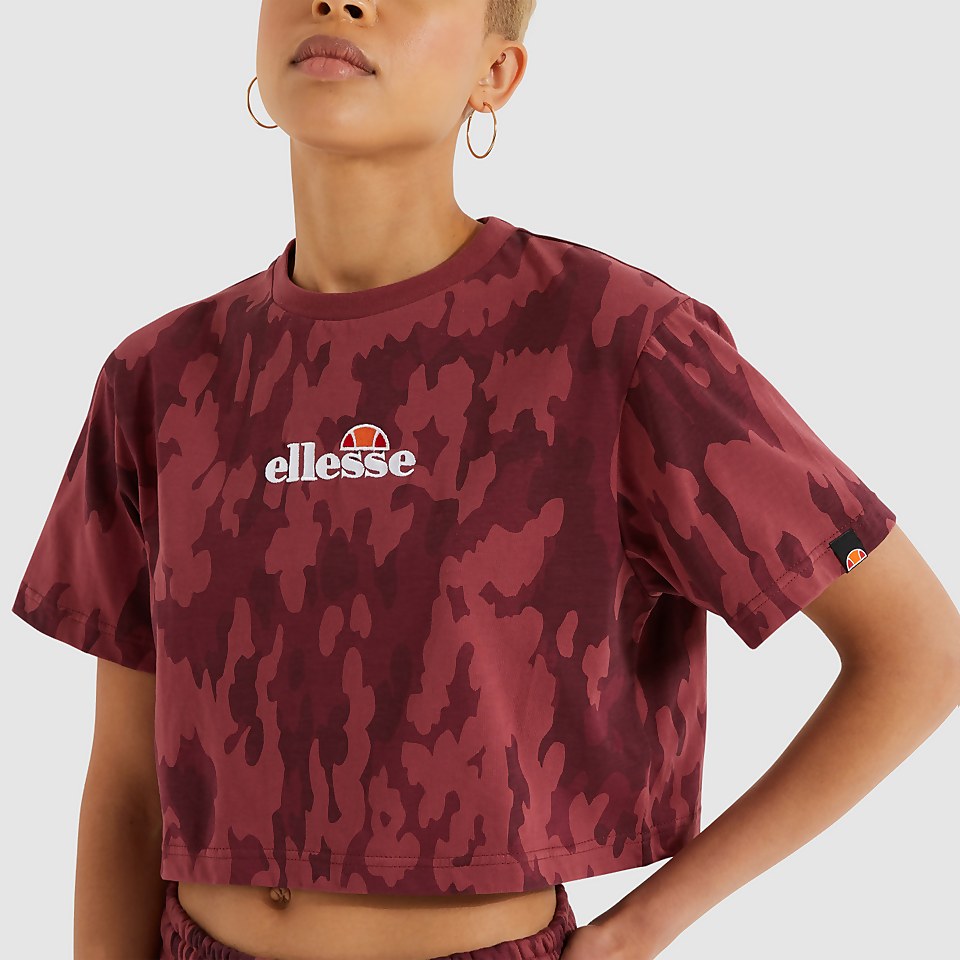 Women's Fireball Cropped T-Shirt Camo Dark Purple