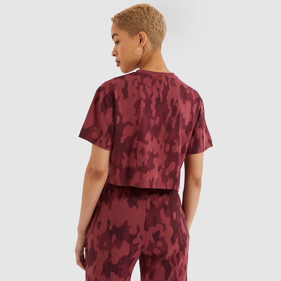 Women's Fireball Cropped T-Shirt Camo Dark Purple
