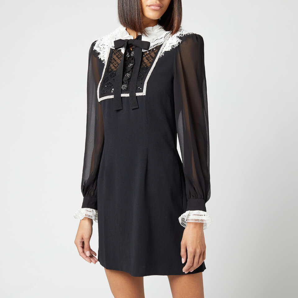 Self-Portrait Women's Diamante Trim Mini Dress - Black - UK