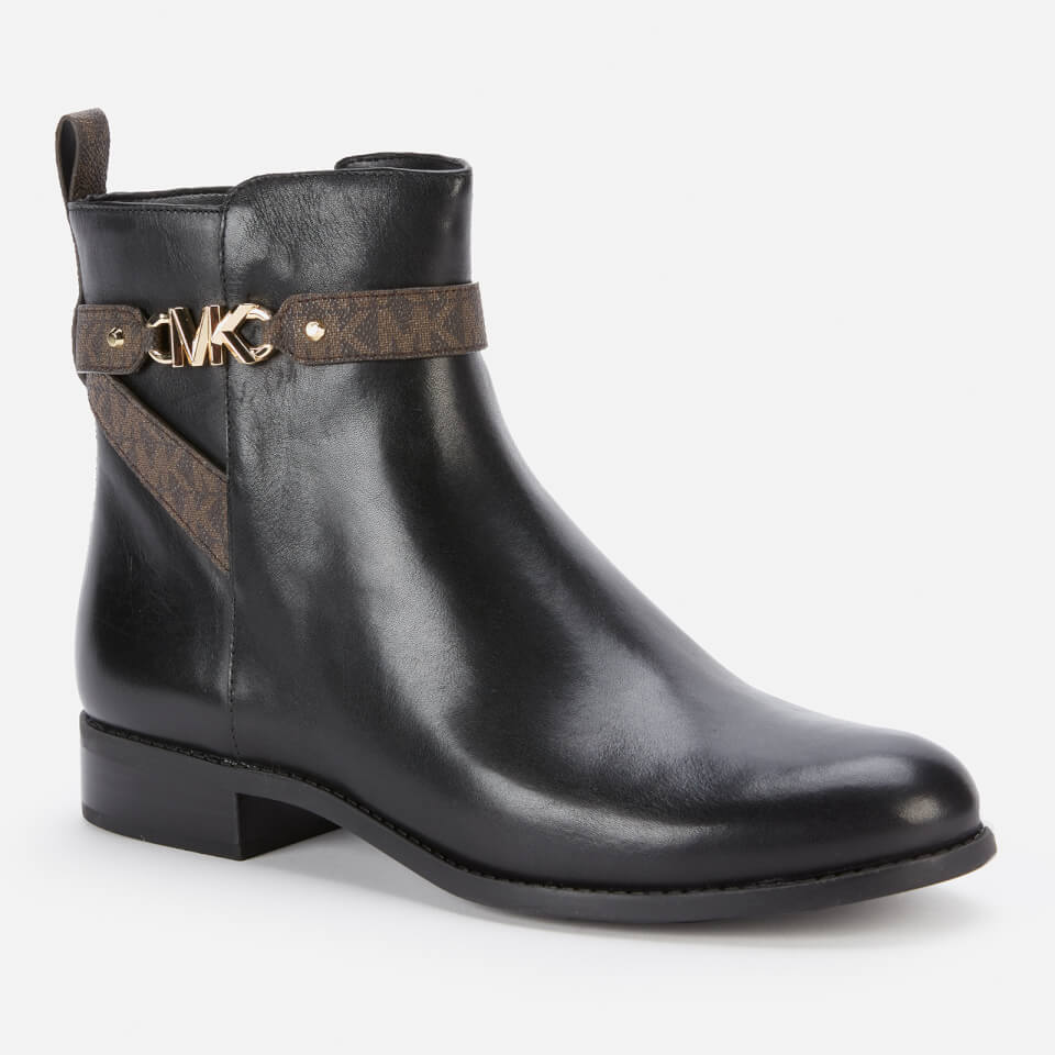 MICHAEL Michael Kors Women's Farrah Leather Flat Ankle Boots - Black ...