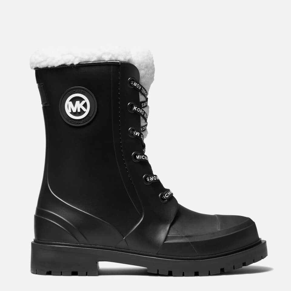 Michael Kors Women Mid Rain Boots MK Logo Black Size 10