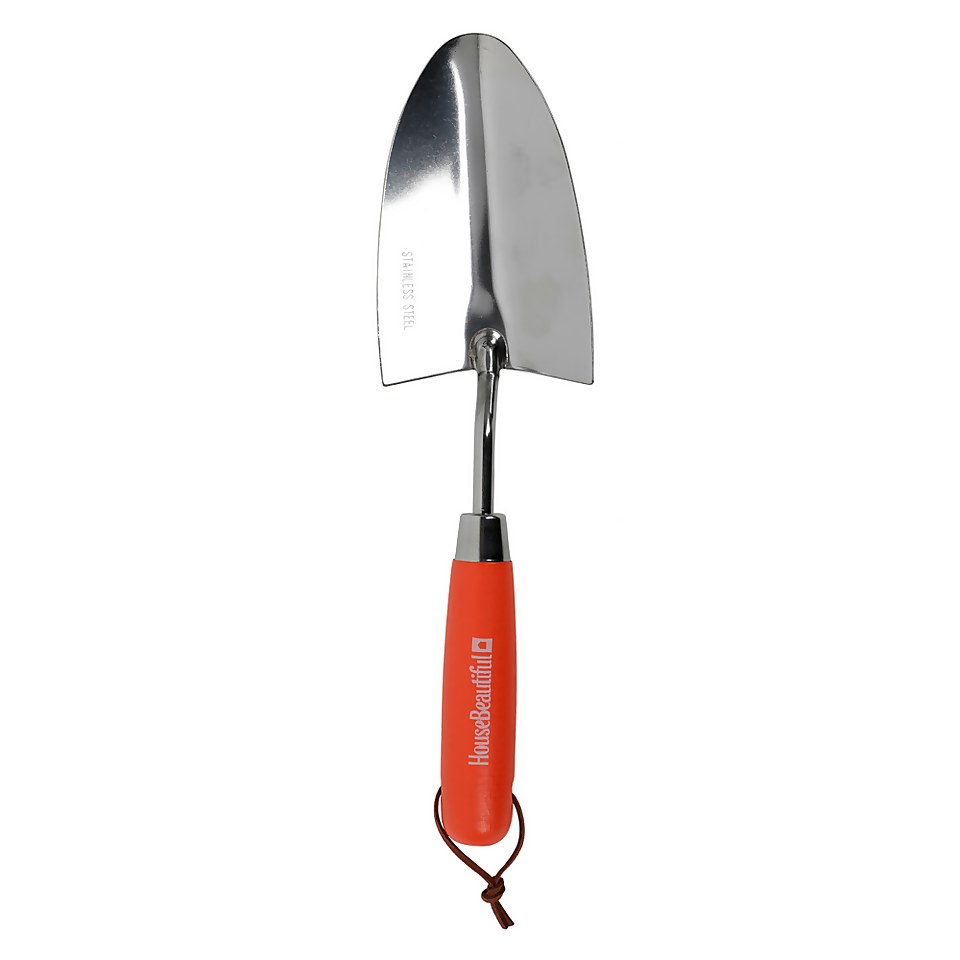 House Beautiful Stainless steel Hand Trowel with a Zesty Orange painted hardwood handle