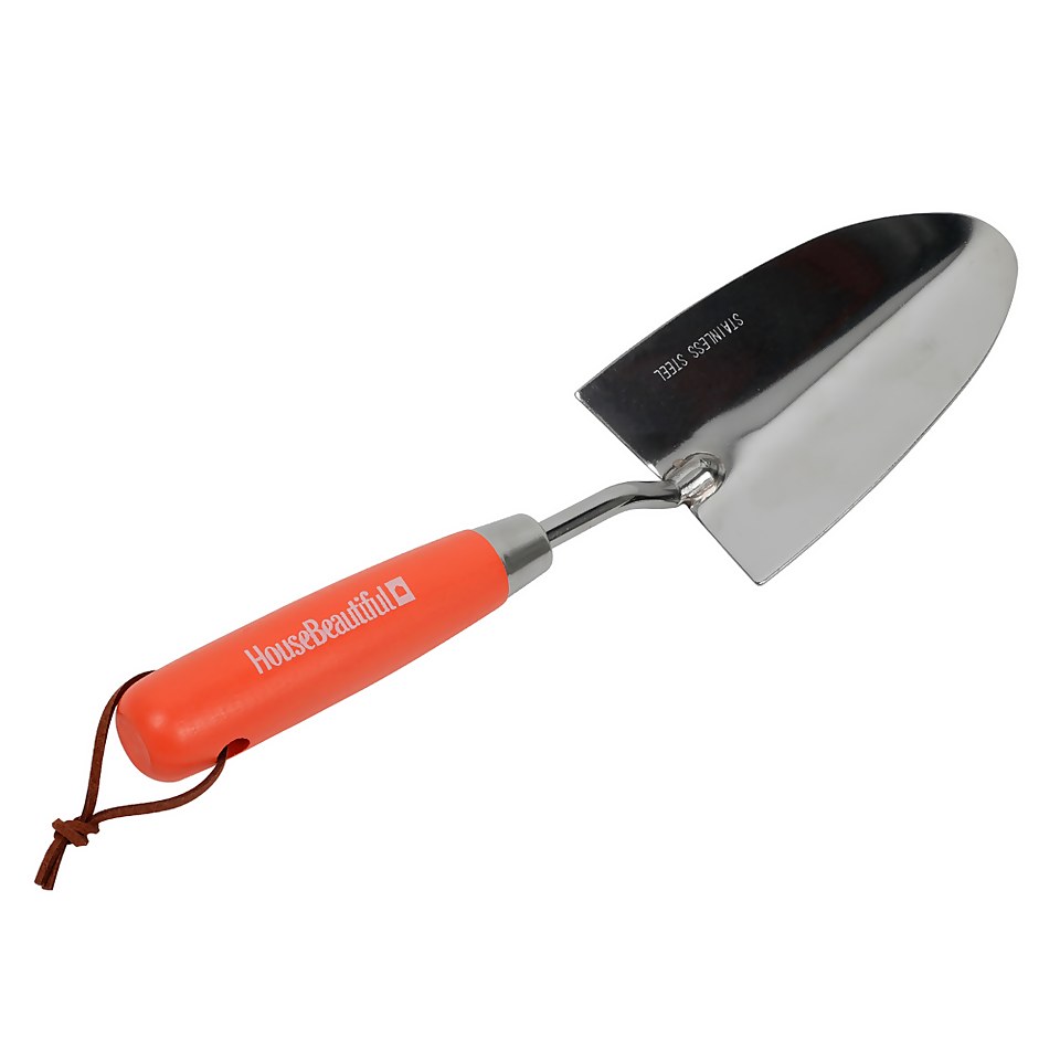 House Beautiful Stainless steel Hand Trowel with a Zesty Orange painted hardwood handle