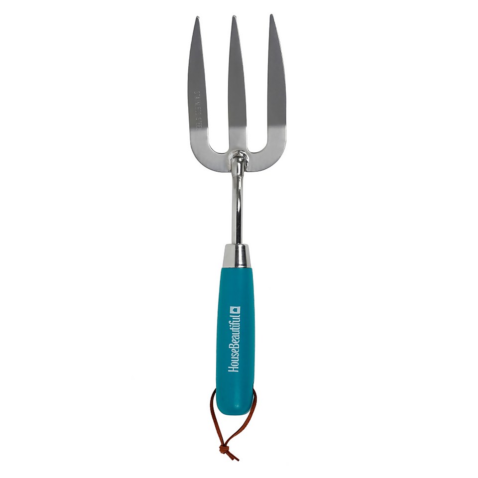 House Beautiful Stainless steel Hand Fork with a Teal painted hardwood handle
