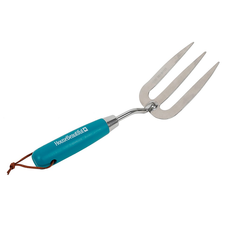 House Beautiful Stainless steel Hand Fork with a Teal painted hardwood handle