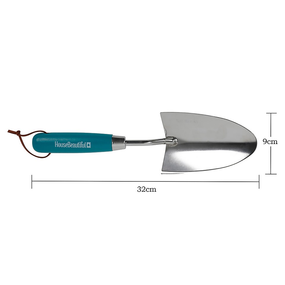 House Beautiful Stainless steel Hand Trowel with a Teal painted hardwood handle
