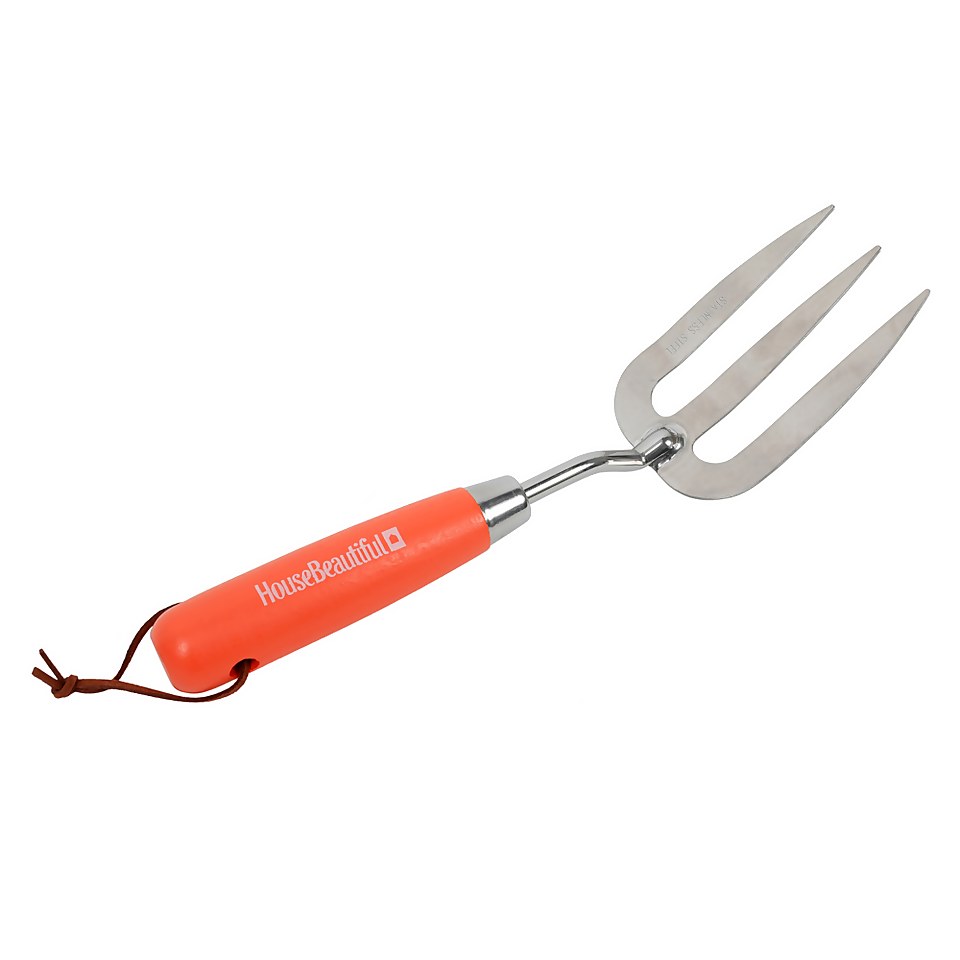 House Beautiful Stainless steel Hand Fork with a Zesty orange painted hardwood handle