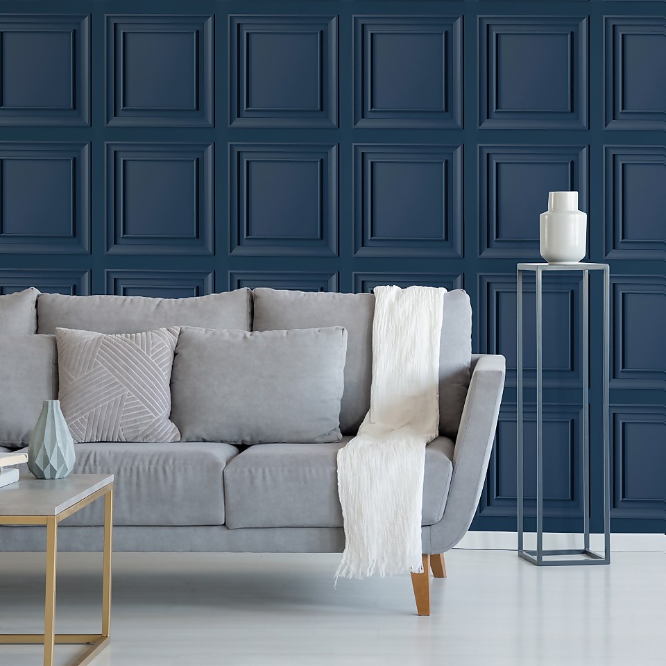 Wood Panel Wallpaper Navy Homebase