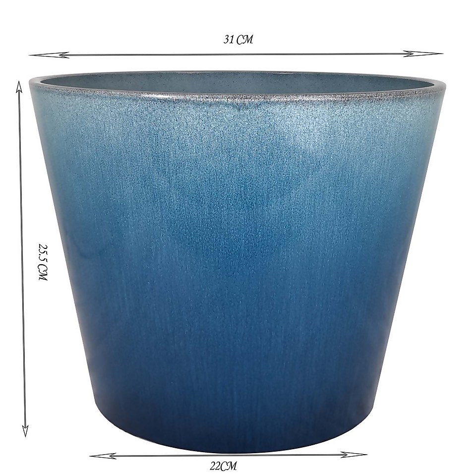 Glazed Finish Blue Planter - 30cm