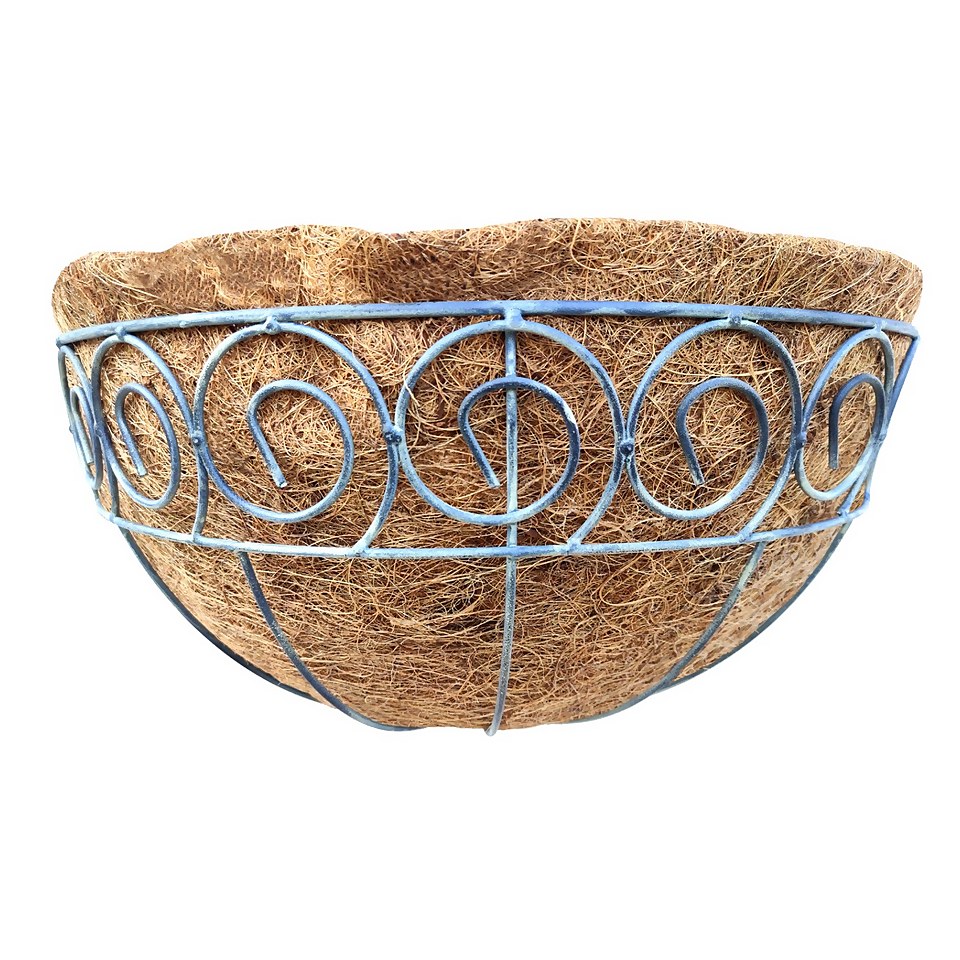 40 cm Distress Finish Wall Basket with Coco Liner Homebase