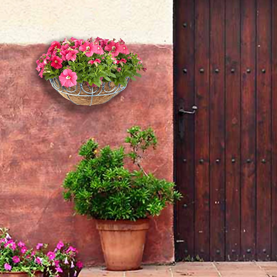 40 cm Distress Finish Wall Basket with Coco Liner Homebase