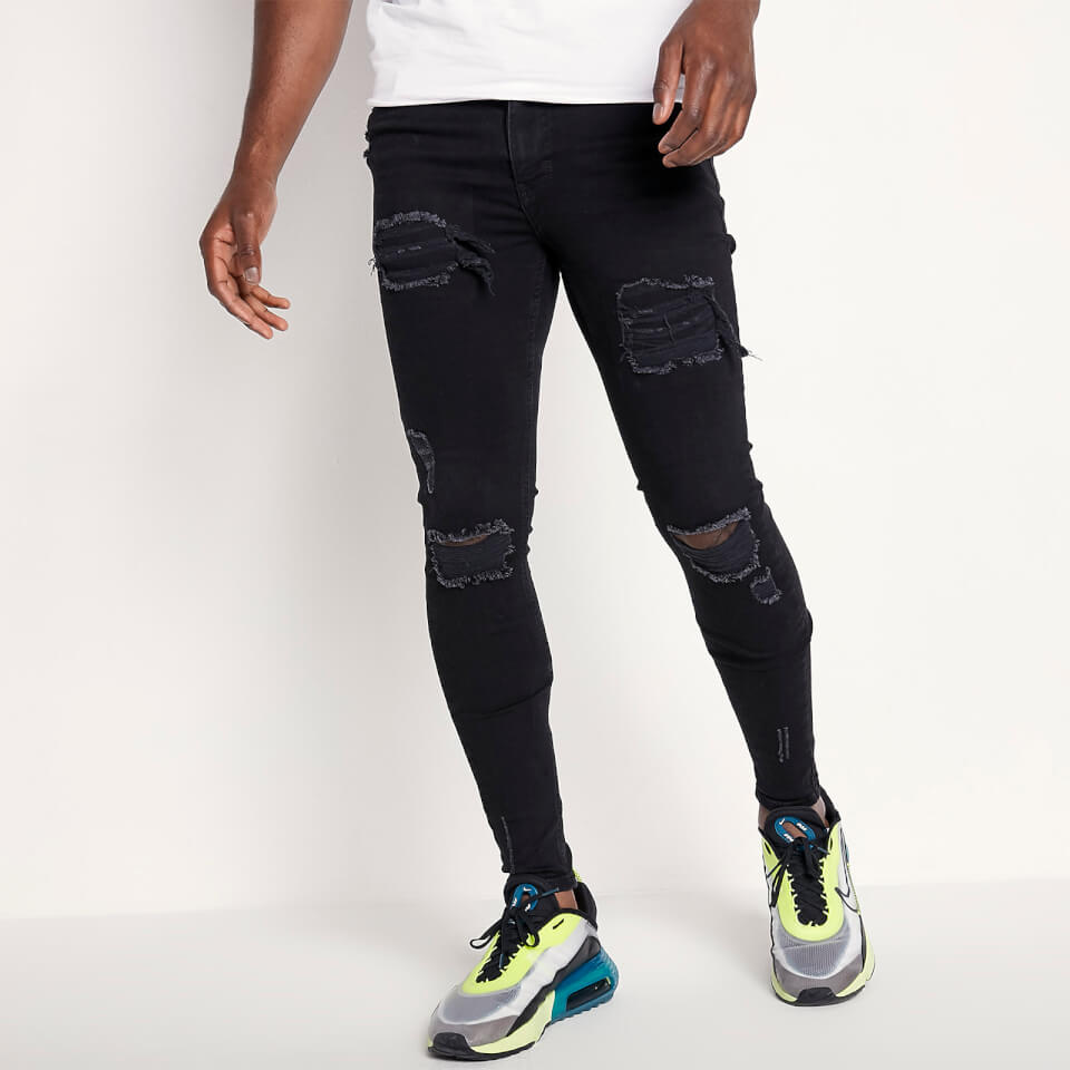 Sustainable Distressed Jeans Skinny Fit – Jet Black Wash | 11 Degrees