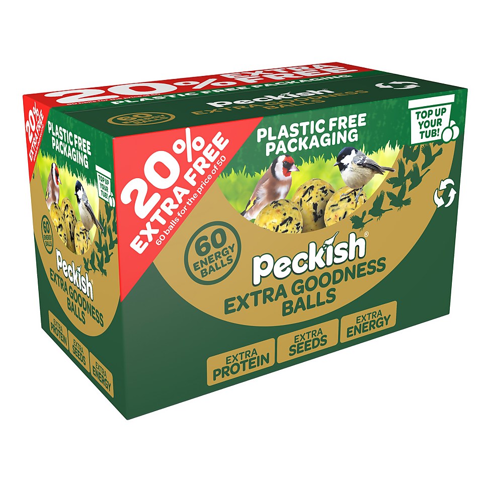 Peckish Extra Goodness Energy Balls for Wild Birds - Box of 50 Fat Balls + 20% Extra Free