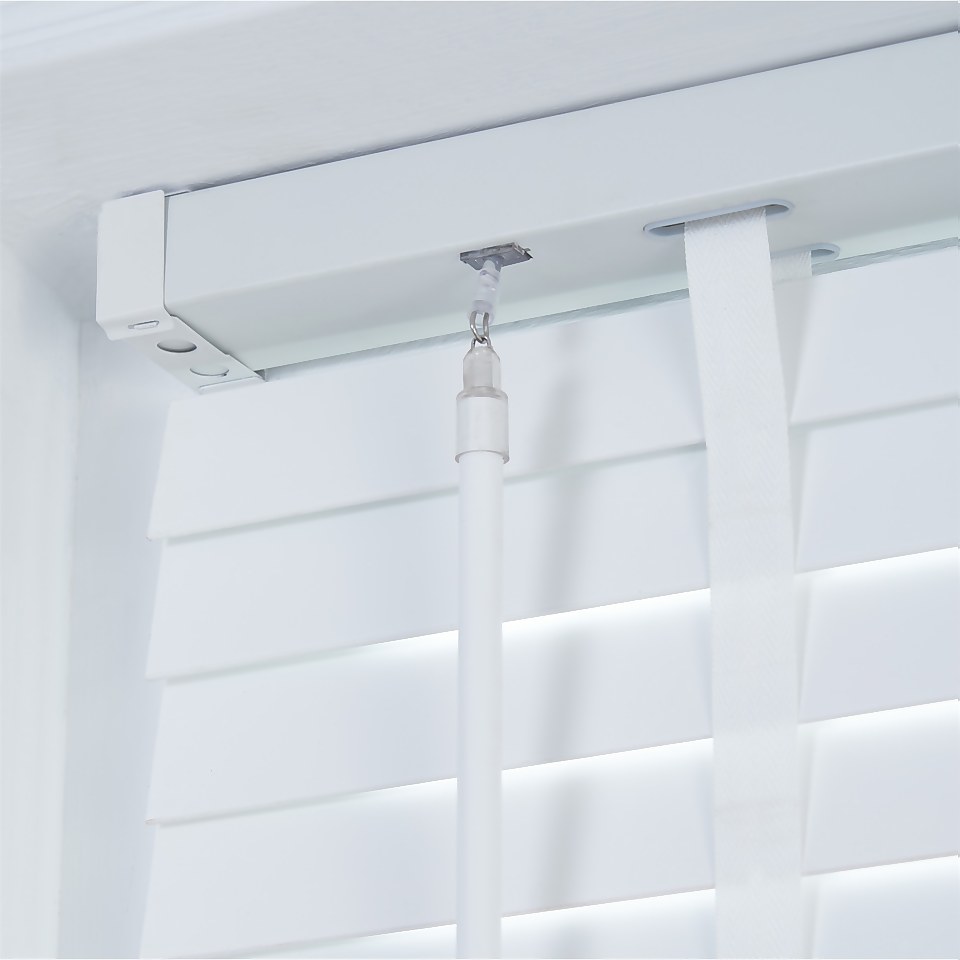 50mm Wood Blind White 95x160cm Homebase