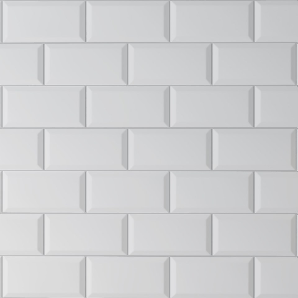 Metro Matt White Bevelled Ceramic Wall Tile 100 x 200mm