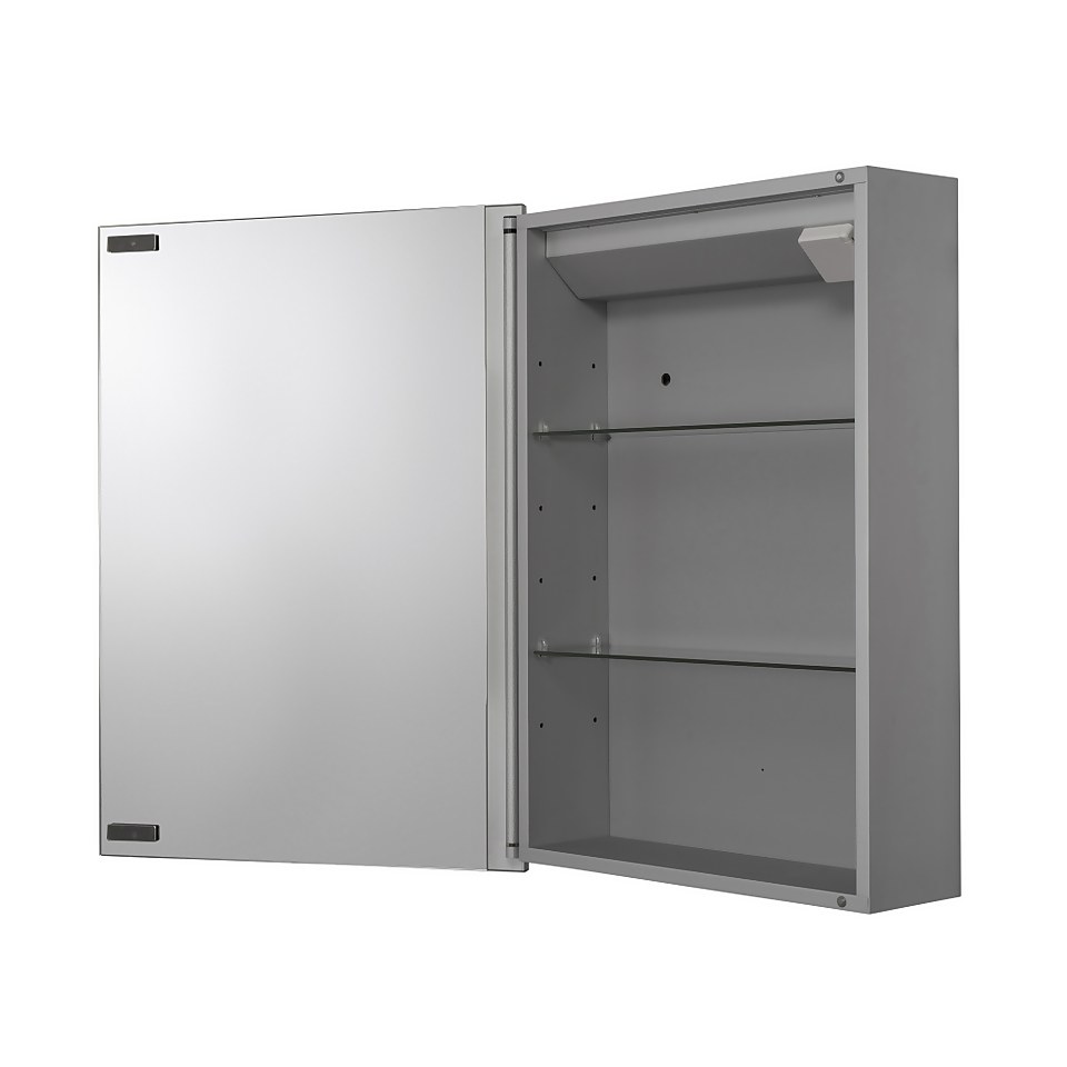 Croydex Clarence Single Door Illuminated Aluminium Bathroom