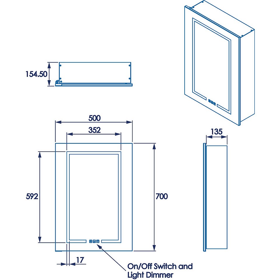 Croydex Clarence Single Door Illuminated Aluminium Bathroom