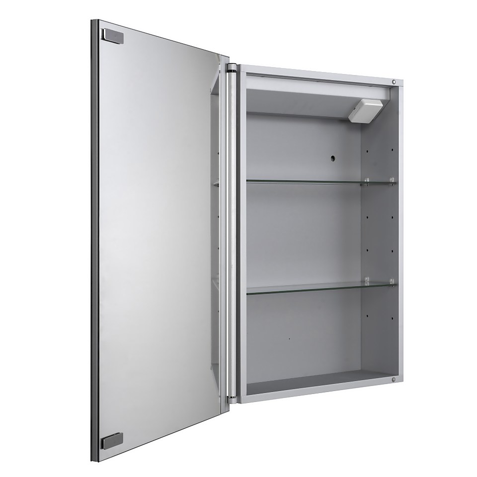 Croydex Clarence Single Door Illuminated Aluminium Bathroom