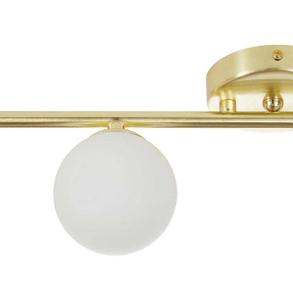 Orb 4 Lamp Spotlight Bar - Brass & Opal