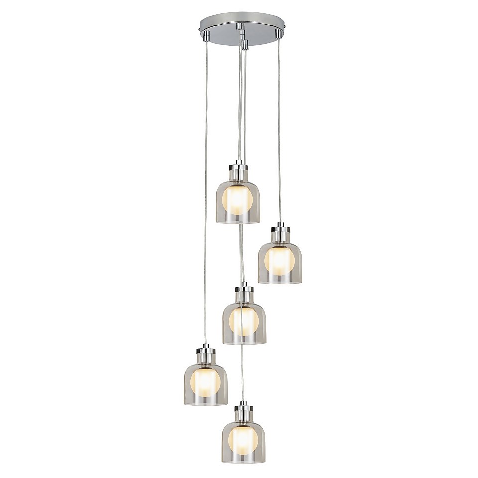 Jinx 5 Light Cluster Pendant - Smoked Glass