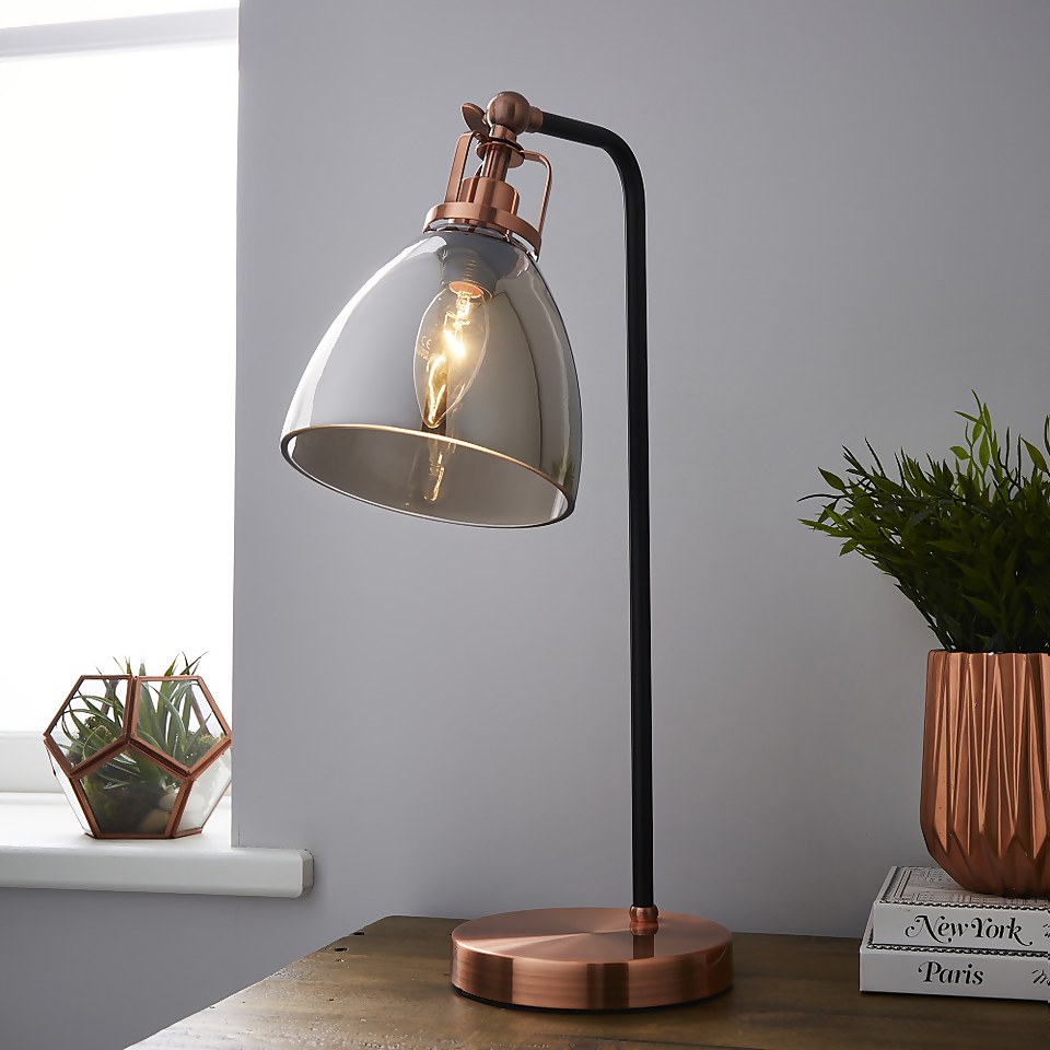 Decan Table Lamp - Smoke & Copper