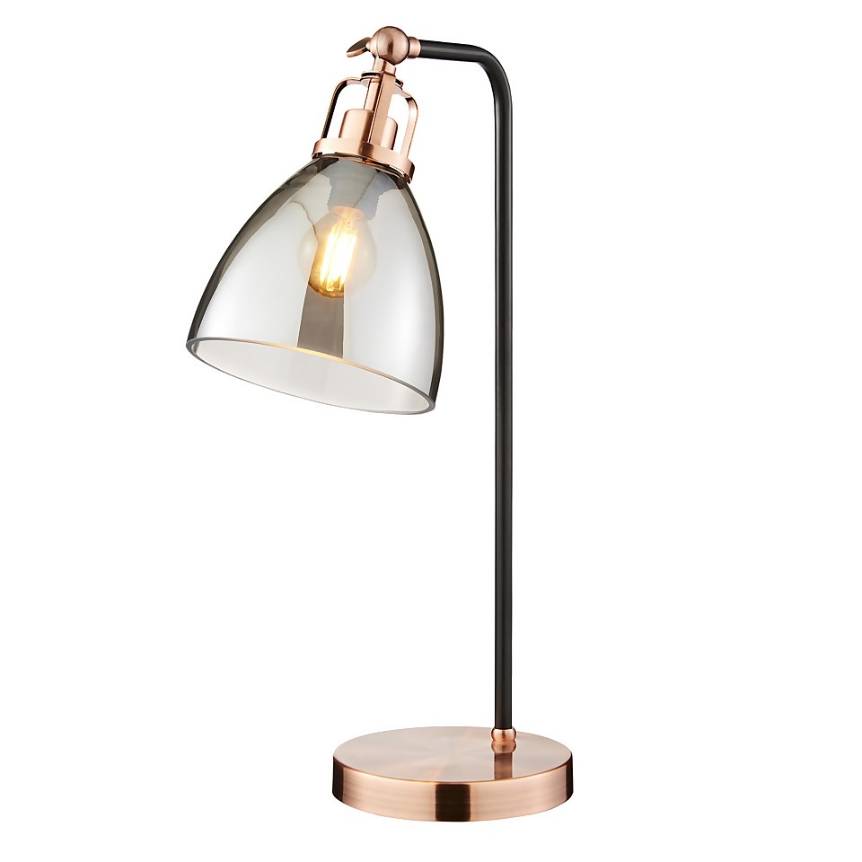Decan Table Lamp - Smoke & Copper