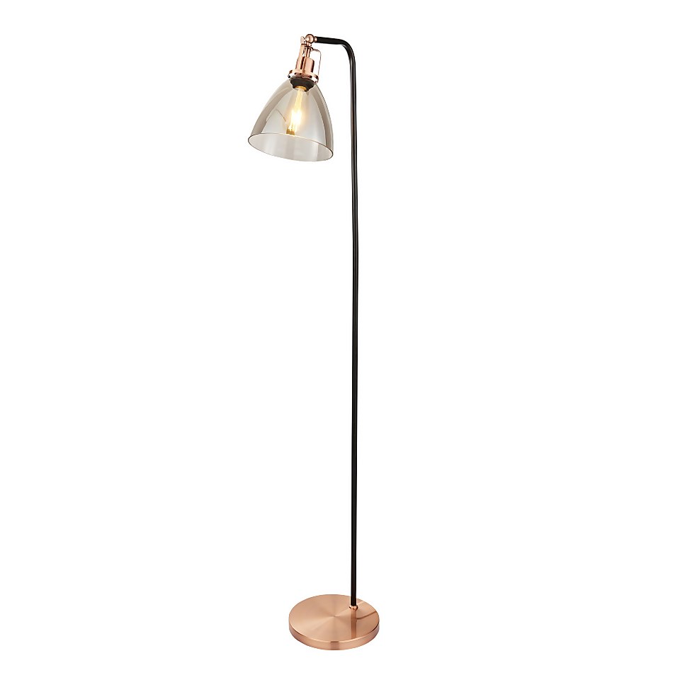 Decan Floor Lamp - Smoke & Copper