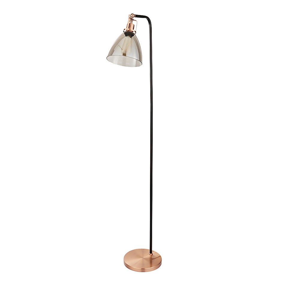 Decan Floor Lamp - Smoke & Copper