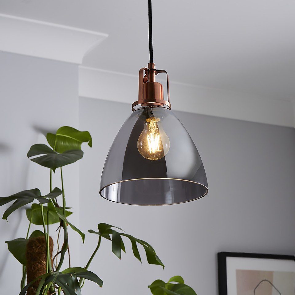 Decan Pendant - Smoke & Copper