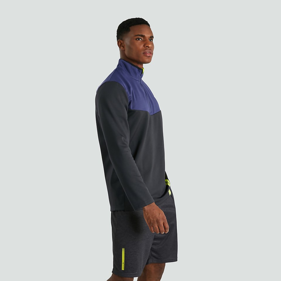 MENS 1/4 ZIP POLY FLEECE BLUE