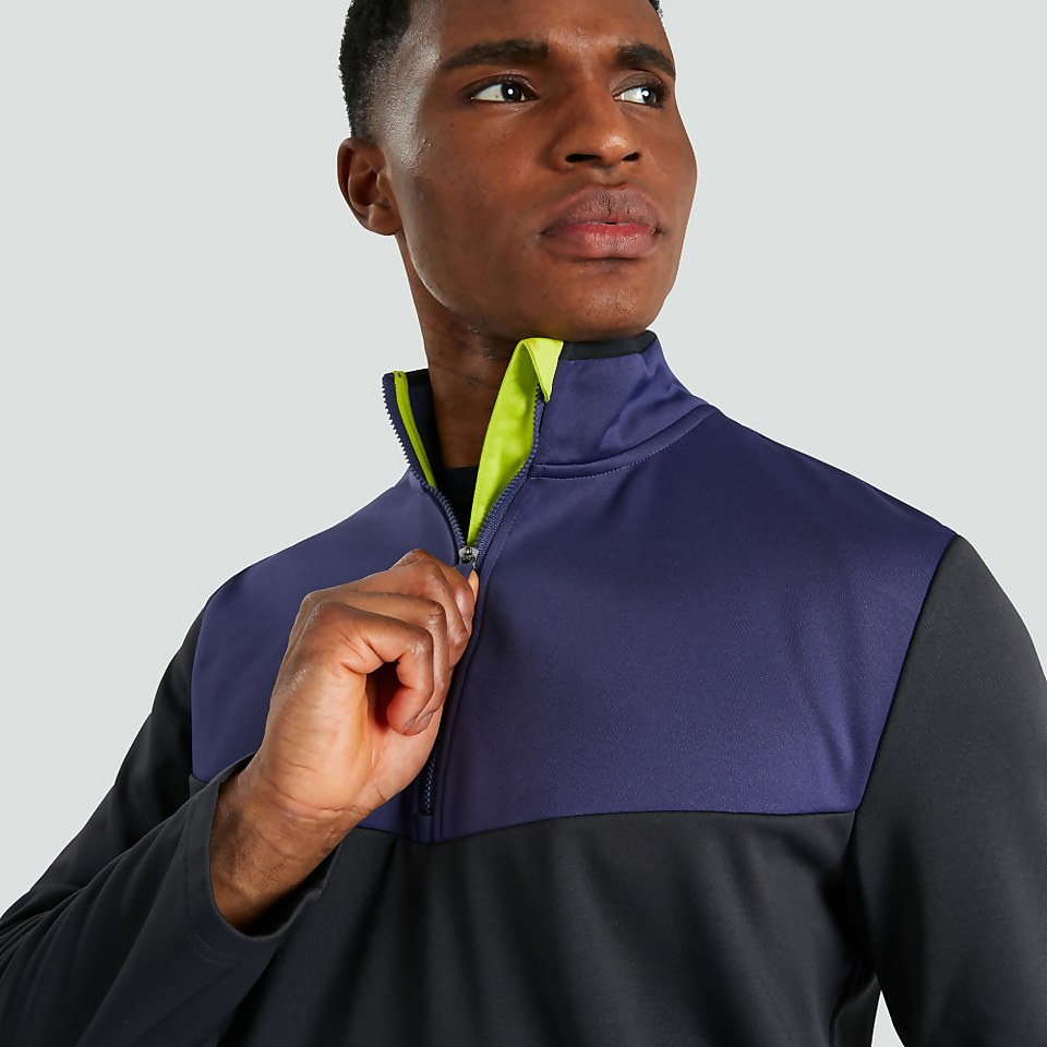 MENS 1/4 ZIP POLY FLEECE BLUE