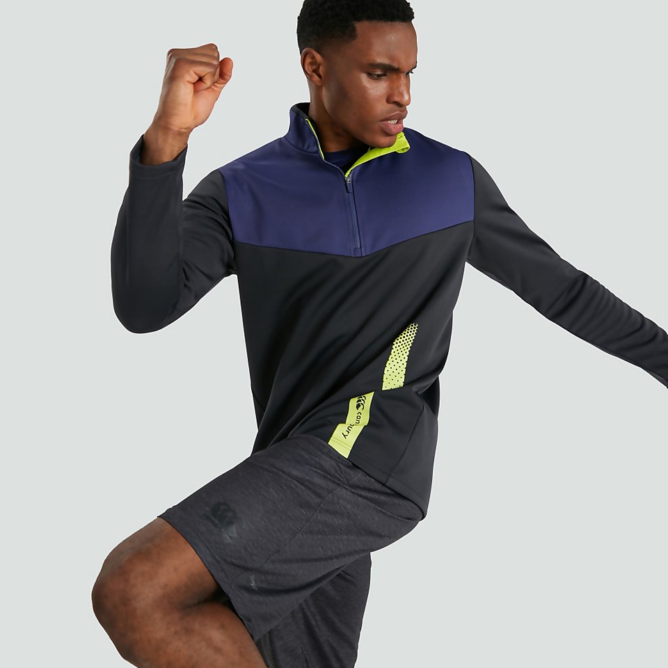 MENS 1/4 ZIP POLY FLEECE BLUE