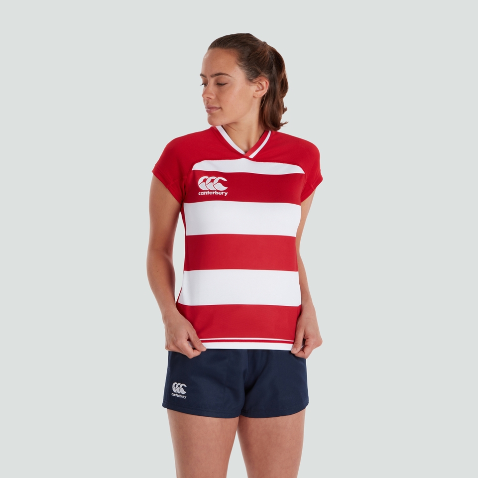 CANTERBURY VAPODRI EVADER HOOPED JSY AF RED/WHT