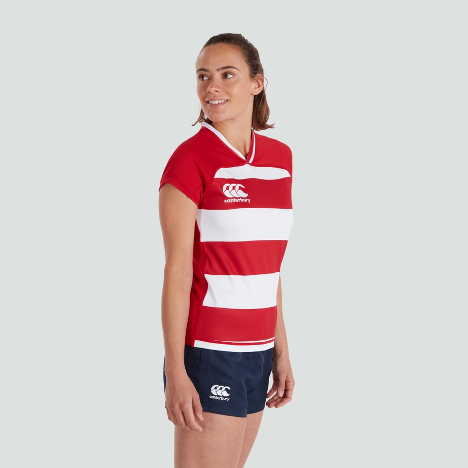 CANTERBURY VAPODRI EVADER HOOPED JSY AF RED/WHT