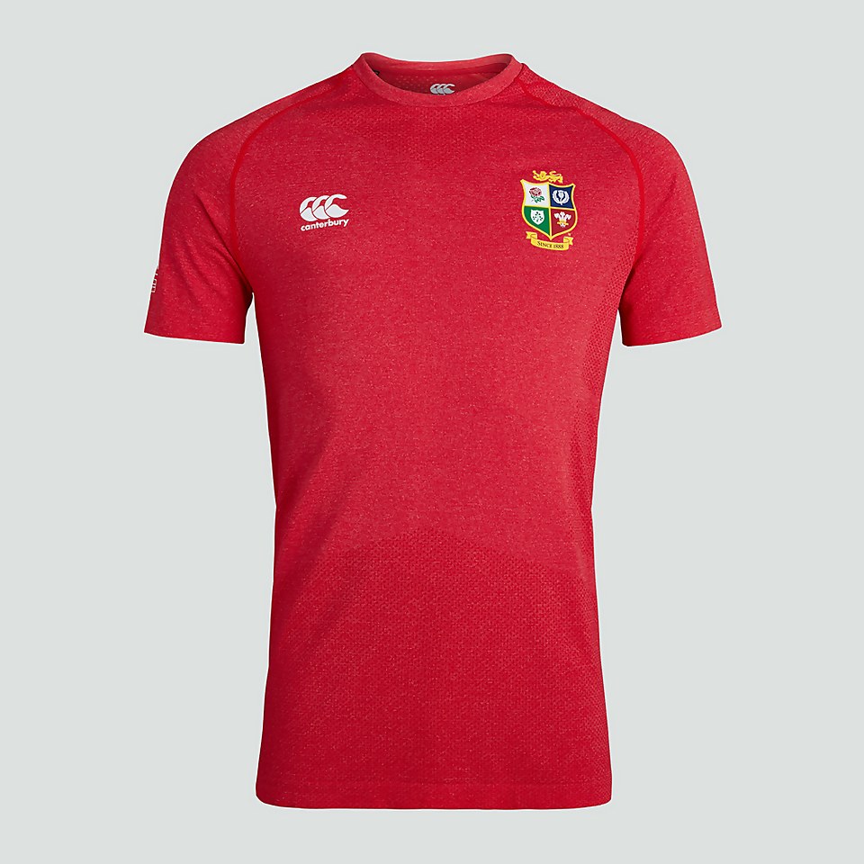 MENS BRITISH & IRISH LIONS SEAMLESS TRAINING TEE RED