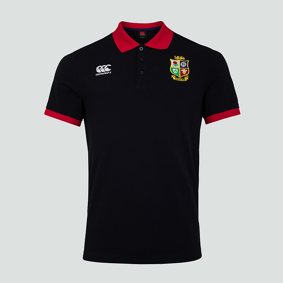 MENS BRITISH & IRISH LIONS HOME NATIONS POLO SHIRT BLACK